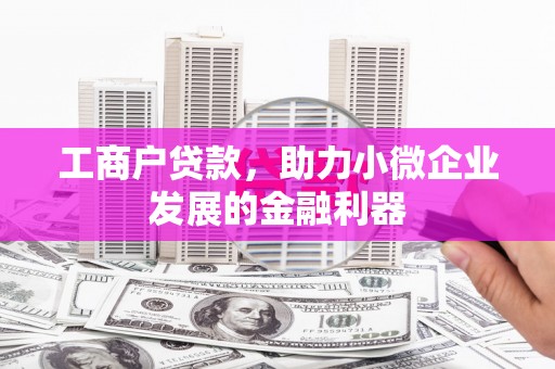 开平工商户贷款，助力小微企业发展的金融利器