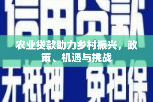开平农业贷款助力乡村振兴，政策、机遇与挑战