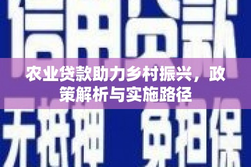 开平农业贷款助力乡村振兴，政策解析与实施路径