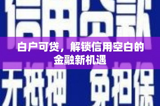 开平白户可贷，解锁信用空白的金融新机遇