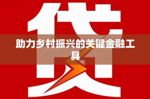 开平助力乡村振兴的关键金融工具