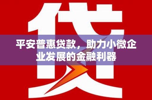 开平平安普惠贷款，助力小微企业发展的金融利器