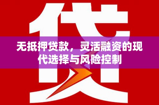 开平无抵押贷款，灵活融资的现代选择与风险控制