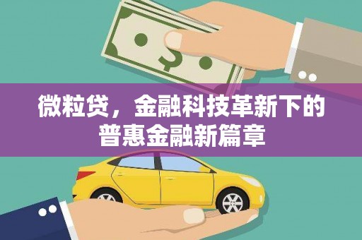 开平微粒贷，金融科技革新下的普惠金融新篇章