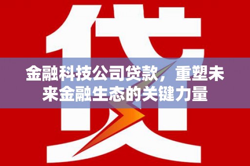 开平金融科技公司贷款，重塑未来金融生态的关键力量