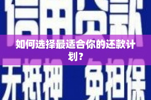 开平如何选择最适合你的还款计划？